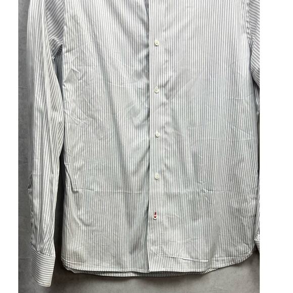 Psycho Bunny Double Pinstripe Single Needle White & Blue Button Up Shirt Size S - Picture 7 of 12
